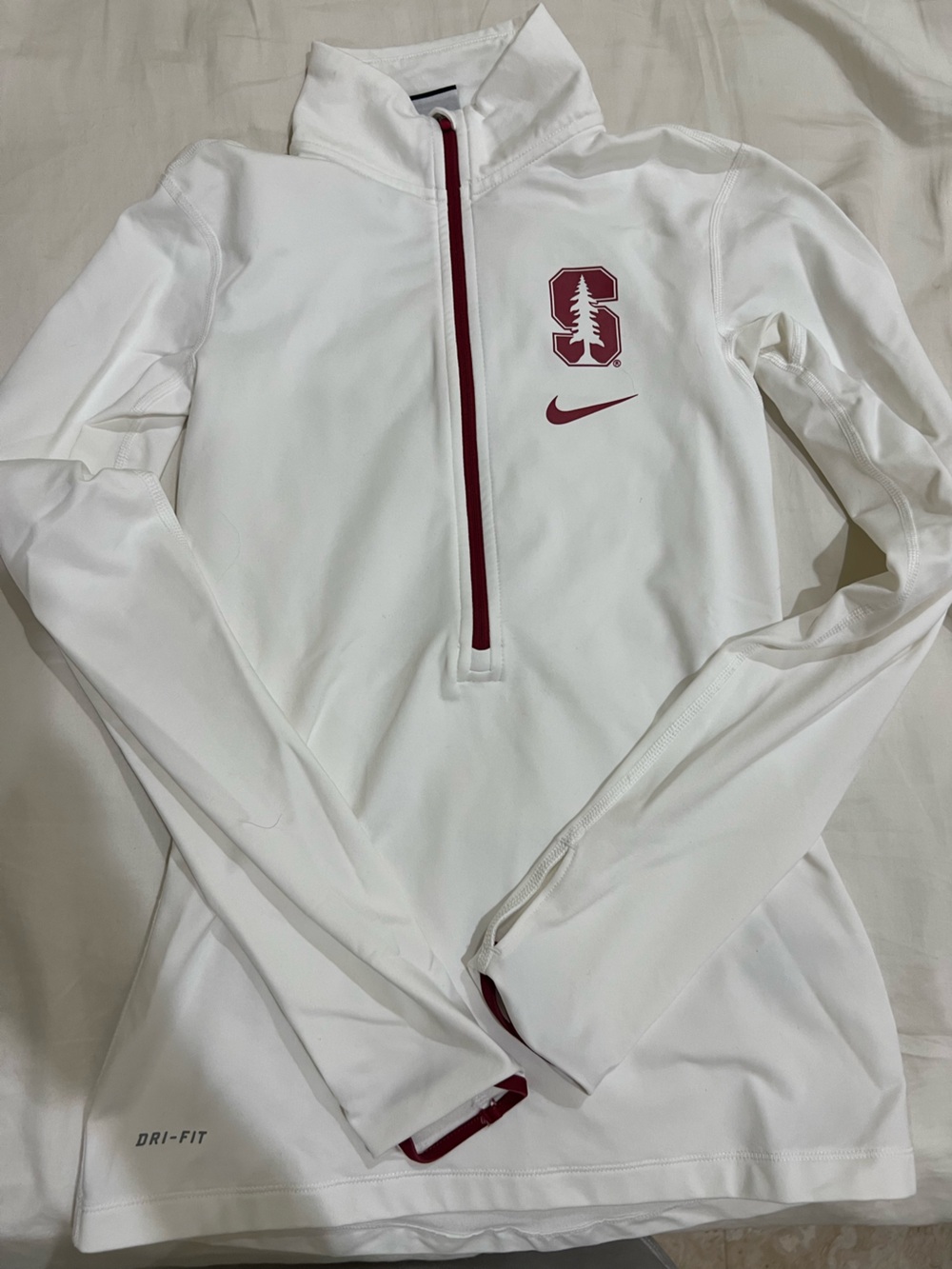 Nike White Stanford Zip Up with Cardinal Accents